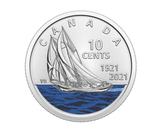 2021 Coloured Bluenose Canada 10-cent
